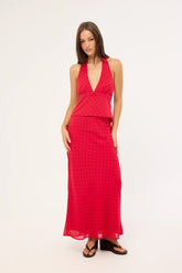 Luck & Trouble Lorelai Polka Maxi Skirt Red Print