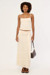 Luck & Trouble Tahlia Lace Maxi Skirt Cream