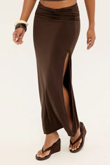 Luck & Trouble Izzy Jersey Maxi Skirt Brown