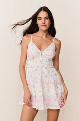 Krista Mixed Print Cotton Mini Dress