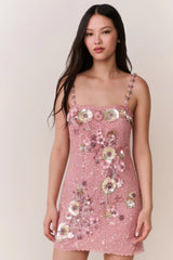 Rosmara Sequin Floral Mini Dress
