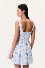 Nabi Linen Floral Mini Dress - BLUE MARINA