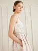 Floral-embroidered cotton-faille midi dress