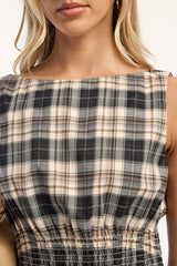 Luck & Trouble Tilly Ruched Top Navy Check