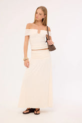 Luck & Trouble Millie Mesh Maxi Skirt Off White