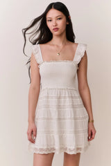 Colbera Lace-Trimmed Cotton Mini Dress
