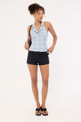 Lioness Lure Top Baby Blue Plaid