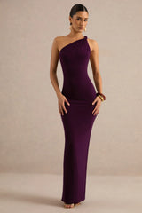 Indalie | Plum Twisted Asymmetric-Neck Maxi Dress