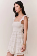 Colbera Lace-Trimmed Cotton Mini Dress