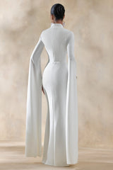 Esme | White Square-Neck Maxi Dress With Cape Sleeves