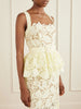Belted lace peplum midi dress
