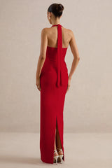 Heloira | Red Sweetheart-Neck Maxi Dress