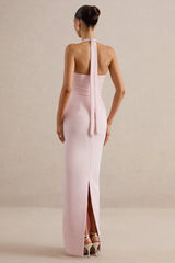 Heloira | Light Pink Sweetheart-Neck Maxi Dress