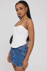 Luck & Trouble Pippa Broderie Corset Top White