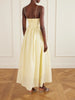 Vacation gathered ramie midi dress