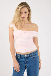 Perfect Stranger Perla One Shoulder Draped Top Pink
