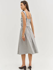 Linen Stripe Midi Dress