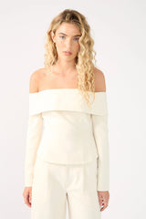 Perfect Stranger Lupa Off Shoulder Long Sleeve Top Cream