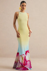 Marlo | Yellow Ombre Lily Print Maxi Dress