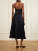 Belted halterneck denim midi dress