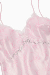 PINK x LoveShackFancy Lace Trim Satin Mini Dress