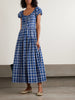 Valenne tiered checked organic cotton midi dress