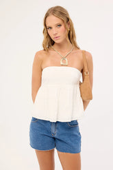 Luck & Trouble Ingrid Strapless Top White