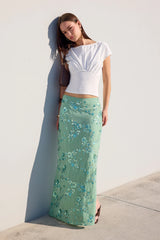 Luck & Trouble Avenia Sequin Maxi Skirt Teal