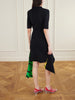 Asymmetric layered printed jersey midi dress