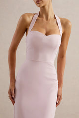 Heloira | Light Pink Sweetheart-Neck Maxi Dress