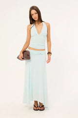 Luck & Trouble Dulcie Halter Tie Top Blue
