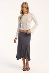 Motel Halfi Long Sleeve Top Hibiscus Crochet Lace Ivory