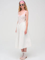 Stacked Blossom Lace Midi Dress