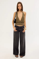Motel Sherlyn Halter Top Cupro Khaki