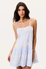 Vionett Cotton Floral Stripe Mini Dress