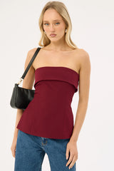 Perfect Stranger Luca Strapless Long Line Top Burgundy