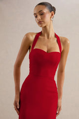 Heloira | Red Sweetheart-Neck Maxi Dress