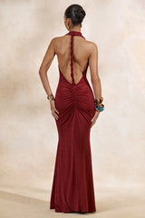 Ariosa | Rust High-Neck Maxi Dress With Open Back