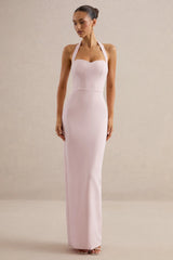 Heloira | Light Pink Sweetheart-Neck Maxi Dress