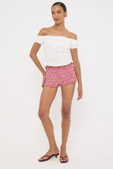 Luck & Trouble Verona Off Shoulder Ruched Top White