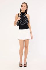 L&t Jersey Ruched Frill Mini Skirt White