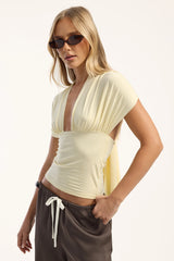 Motel Tex Tie Back Top Lemon