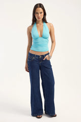 Motel Cosimo Halterneck Top Aqua