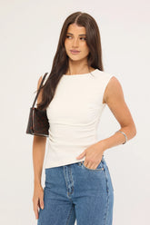 Perfect Stranger Luciana Boat Neck Top White
