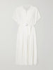 Belted jersey midi dress
