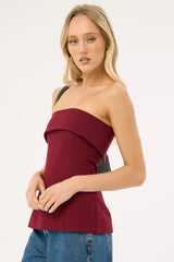 Perfect Stranger Luca Strapless Long Line Top Burgundy