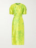 Printed crinkled-satin midi dress