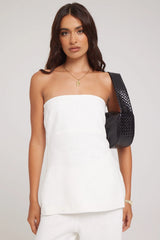 Perfect Stranger MENORCA LINEN STRAPLESS TOP White