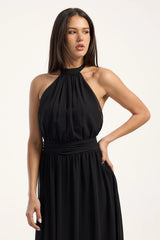 Luck & Trouble Kera Halter Maxi Dress Black