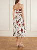 Belted pleated floral-print cotton-blend poplin midi dress